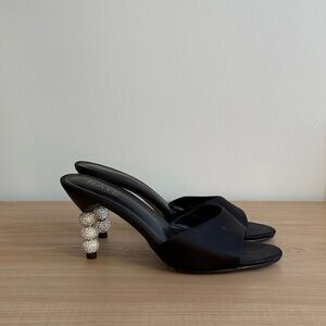 RAYE Black Satin Mules